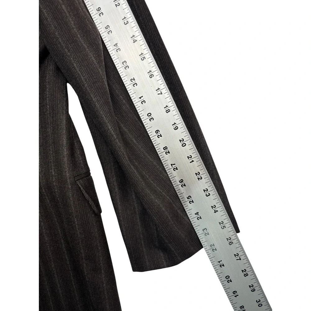 John W Nordstrom 46L 40x32 Brown Stripe Pant Suit Flannel Wool Italian Fabric